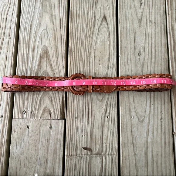 Fossil leather belt 3944231 size M woven brown british tan - Picture 2 of 5